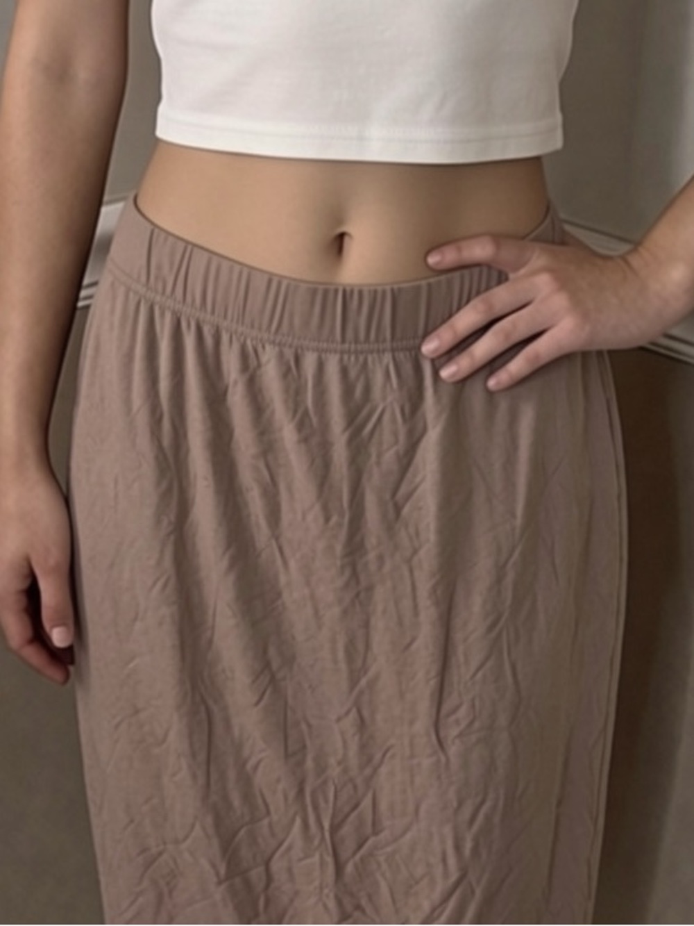 🤍 5 for $20! SHEIN Taupe Elastic-Waist Maxi Skirt